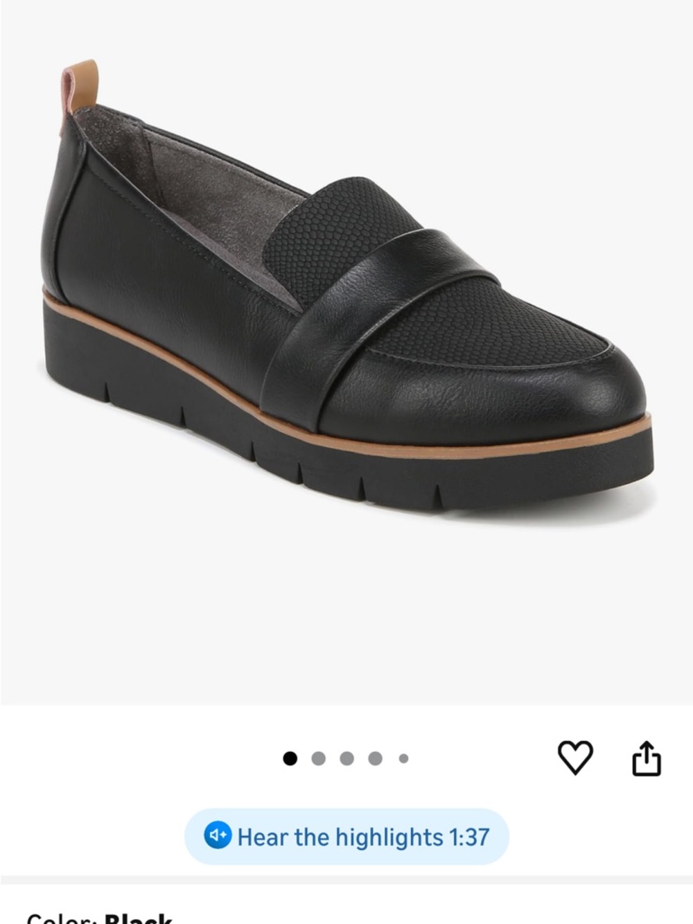 Women's Black Slip-On Loafer with Tan Trim